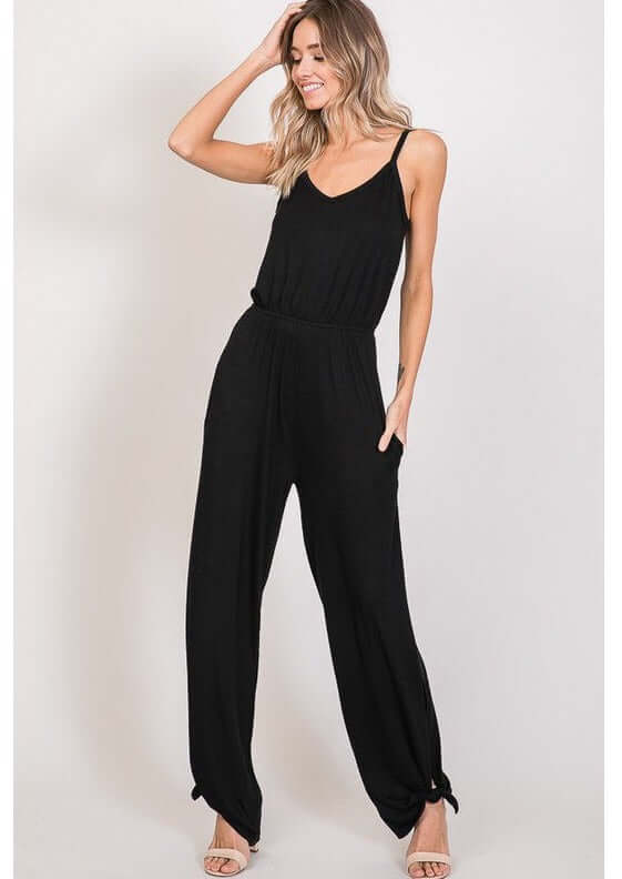 Trendy Tie Hem Jumpsuit Made in USA