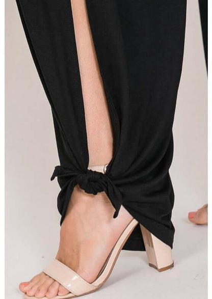 Trendy Tie Hem Jumpsuit Made in USA