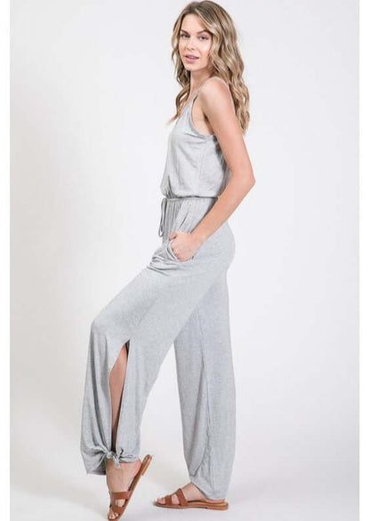 Trendy Tie Hem Jumpsuit Made in USA