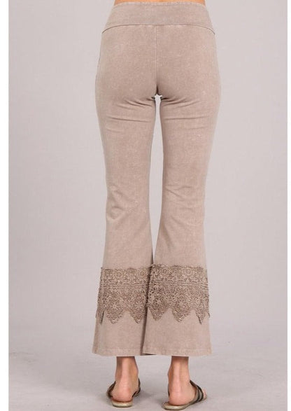 Stand Out Cropped Flare Pants with Crochet Detail Made in USA