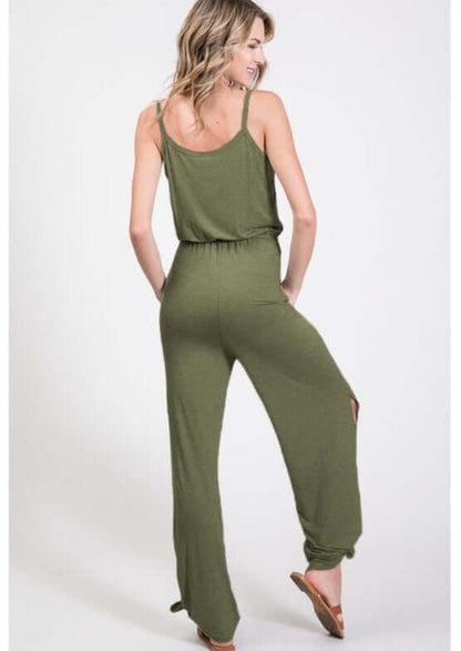 Trendy Tie Hem Jumpsuit Made in USA
