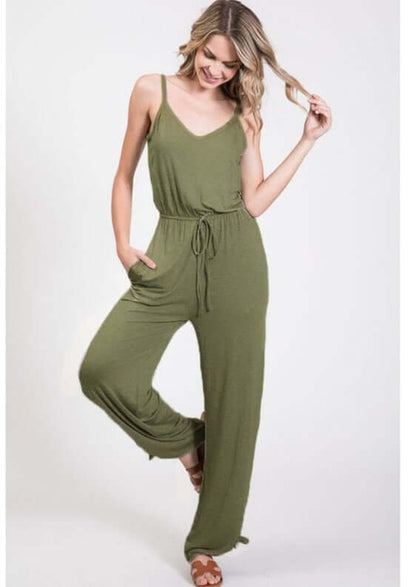 Trendy Tie Hem Jumpsuit Made in USA