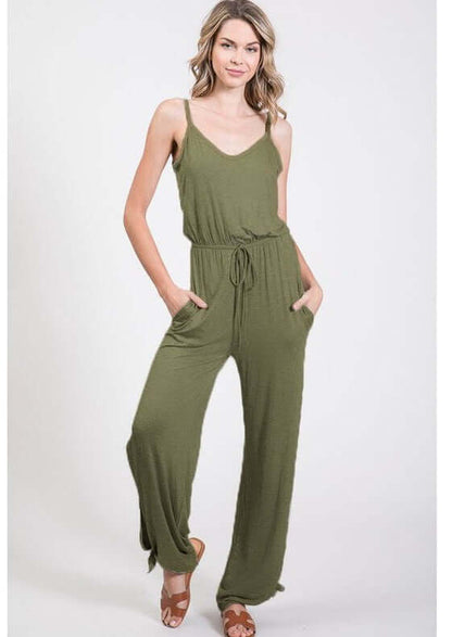 Trendy Tie Hem Jumpsuit Made in USA
