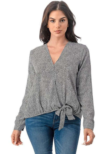 Micro Animal Dressy Printed Wrap Top