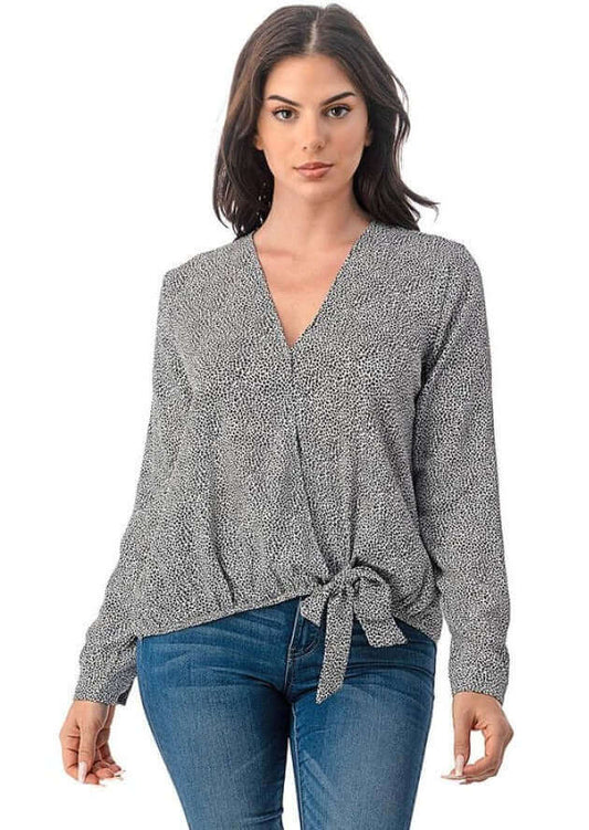 Micro Animal Dressy Printed Wrap Top