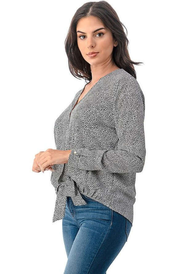 Micro Animal Dressy Printed Wrap Top