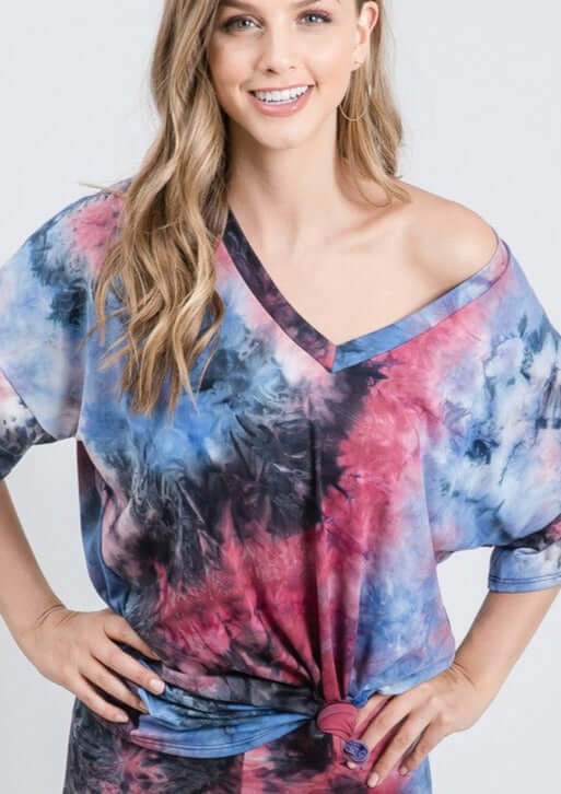 Buttery Soft Tie Dye V-Neck Tee Made in USA