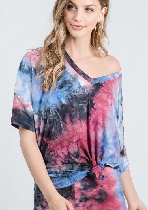 Buttery Soft Tie Dye V-Neck Tee Made in USA