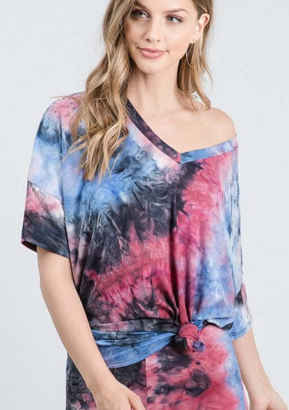 Buttery Soft Tie Dye V-Neck Tee Made in USA