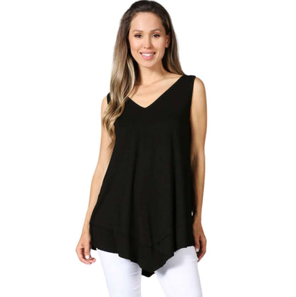 Always Flattering Sleeveless Tunic in Black Made in USA