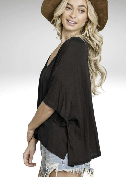 V-Neck Boxy Slub Tee Made in USA