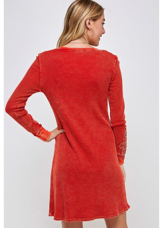 Crochet Cuff Textured Dress