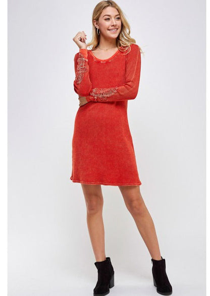 Crochet Cuff Textured Dress