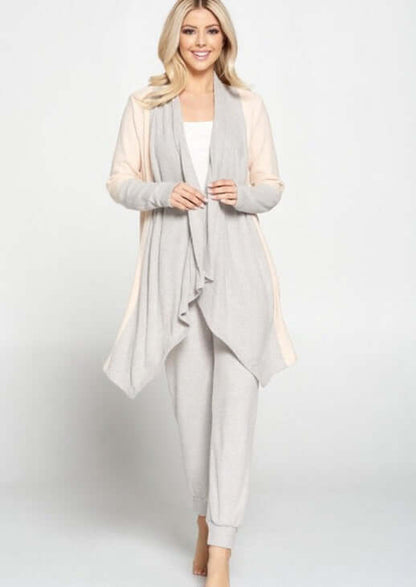 Color Block Draped Cardigan Made in USA