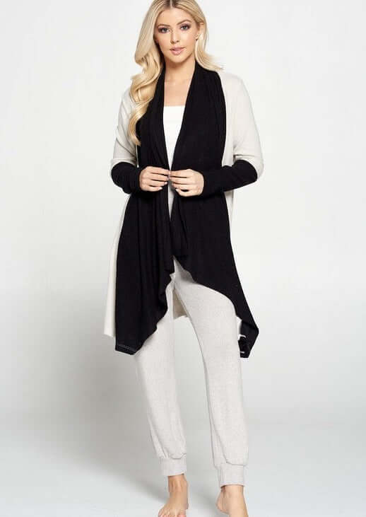 Color Block Draped Cardigan Made in USA