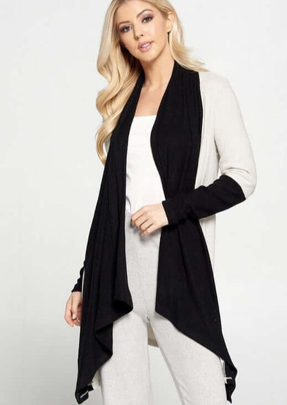 Color Block Draped Cardigan Made in USA