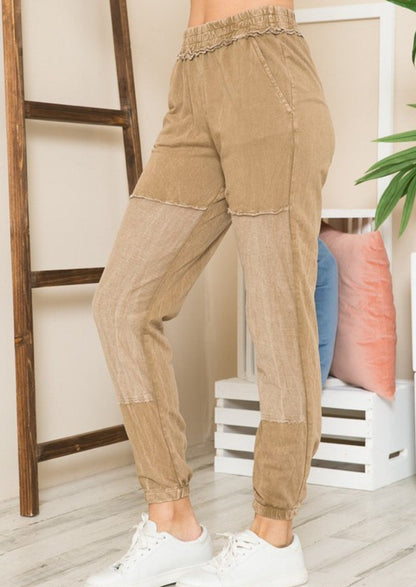 Distressed Cotton French Terry Joggers