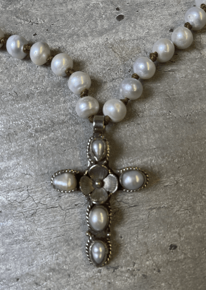 Freshwater Pearl Cross Necklace Made in USA