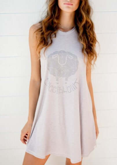 Sleepaholik Soul-a-Power Cotton Racerback Tank Dress Made in USA