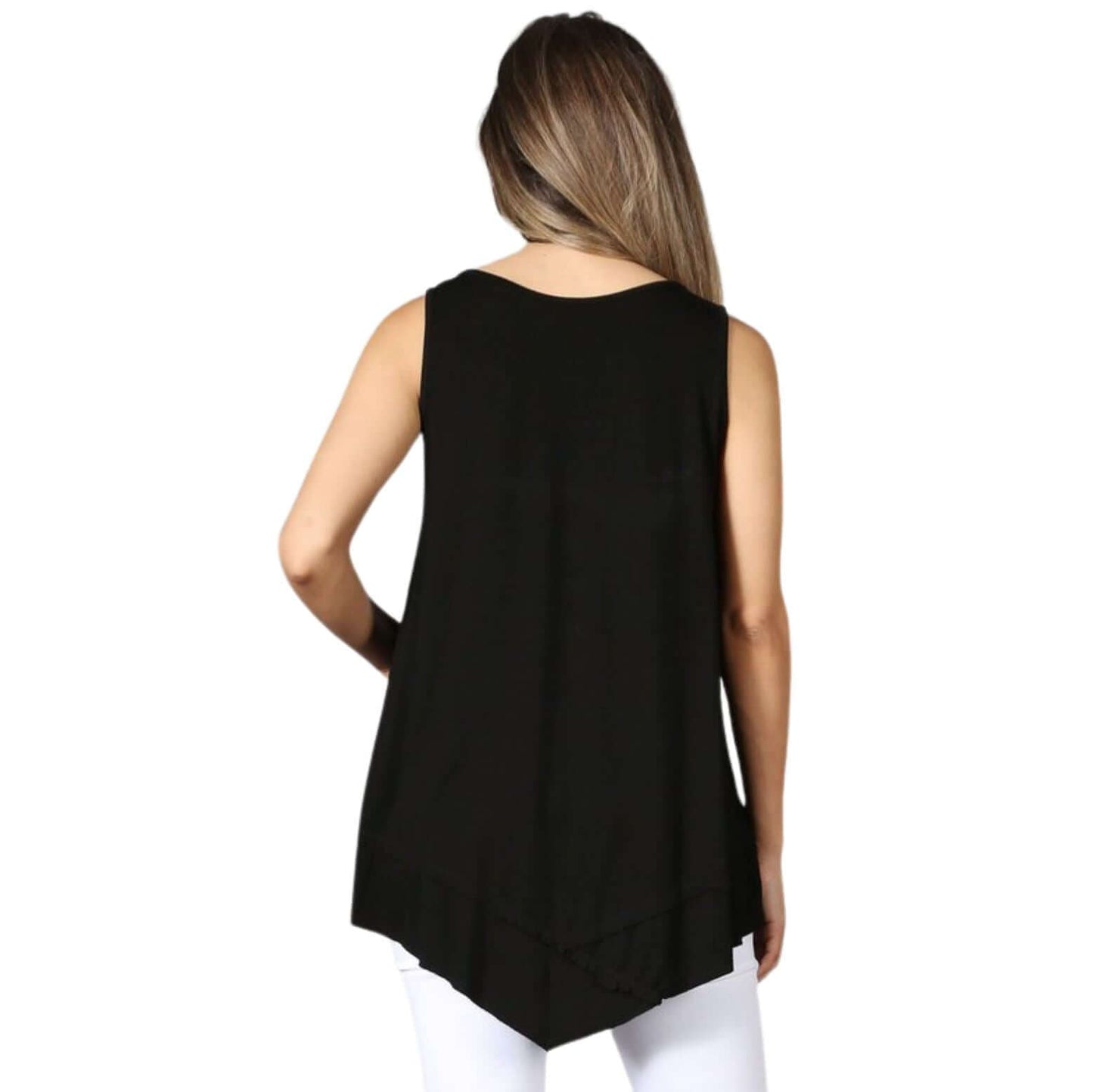 Always Flattering Sleeveless Tunic in Black Made in USA