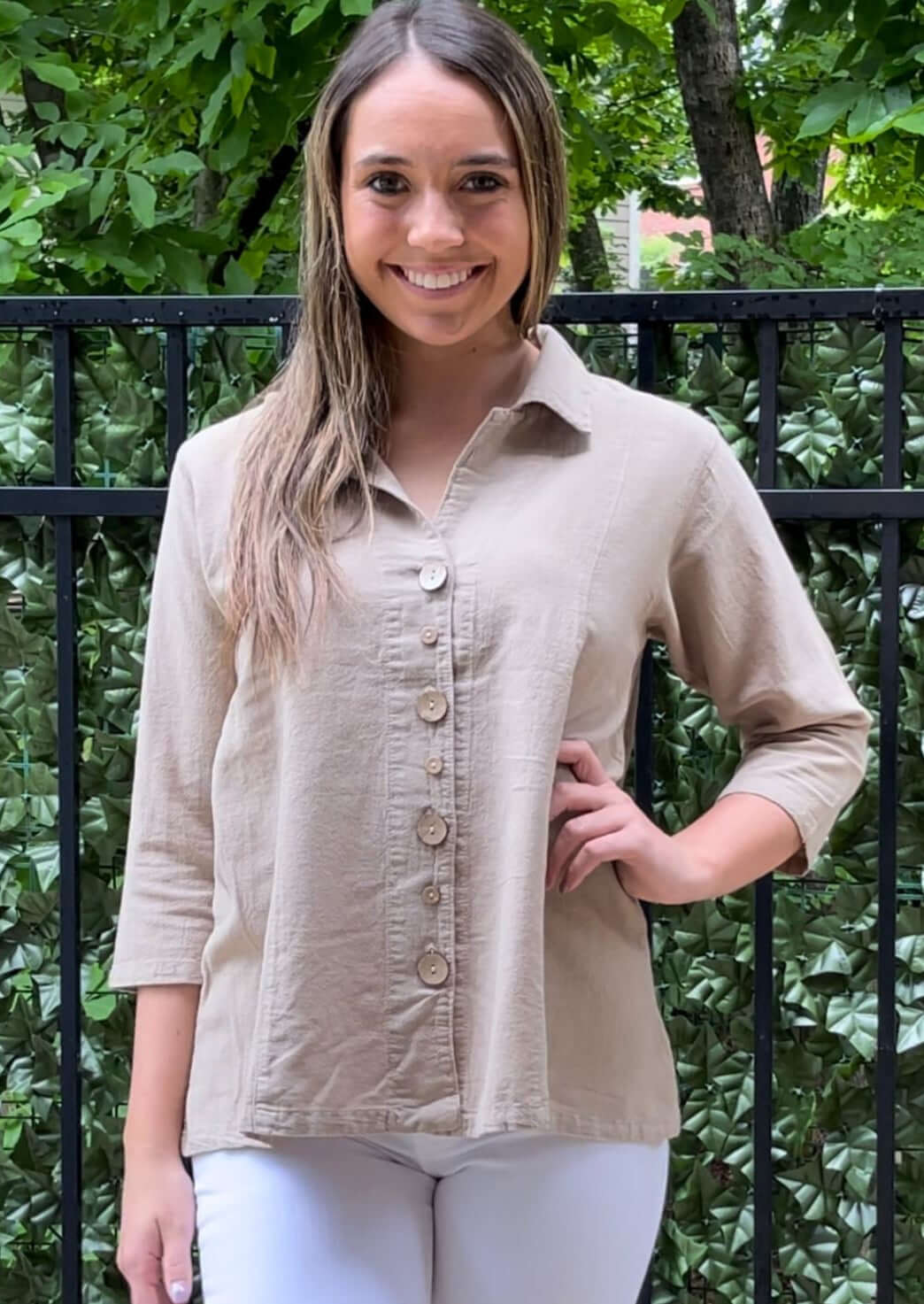 Stylish Alternating Button Top