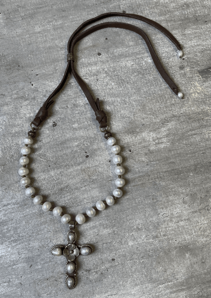 Freshwater Pearl Cross Necklace Made in USA