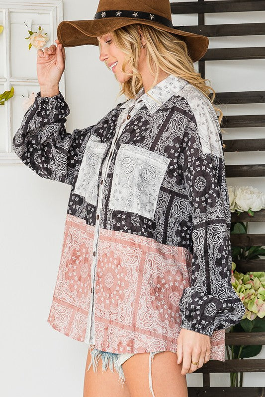 Bandana Print Button Down Relaxed Fit Button Down Made in USA