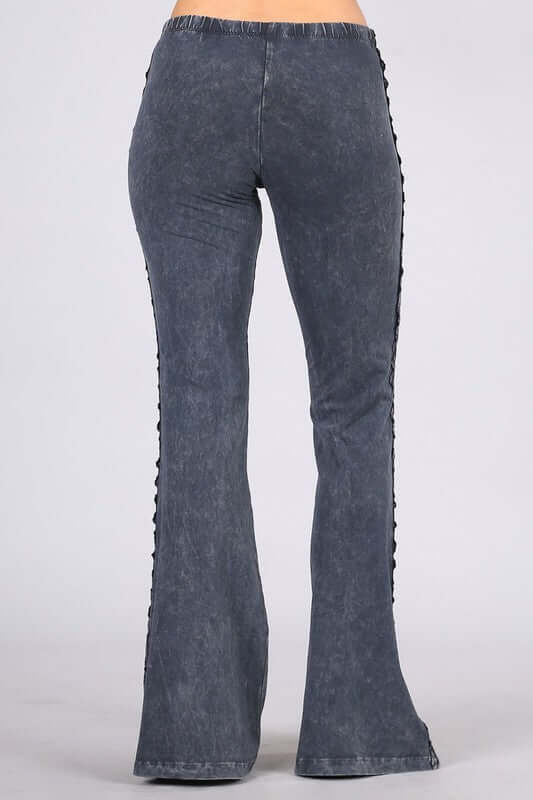 Side Crochet Lace Long & Lean Flare Bottom Jeggings Made in USA