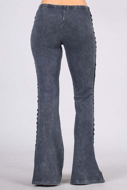 Side Crochet Lace Long & Lean Flare Bottom Jeggings Made in USA