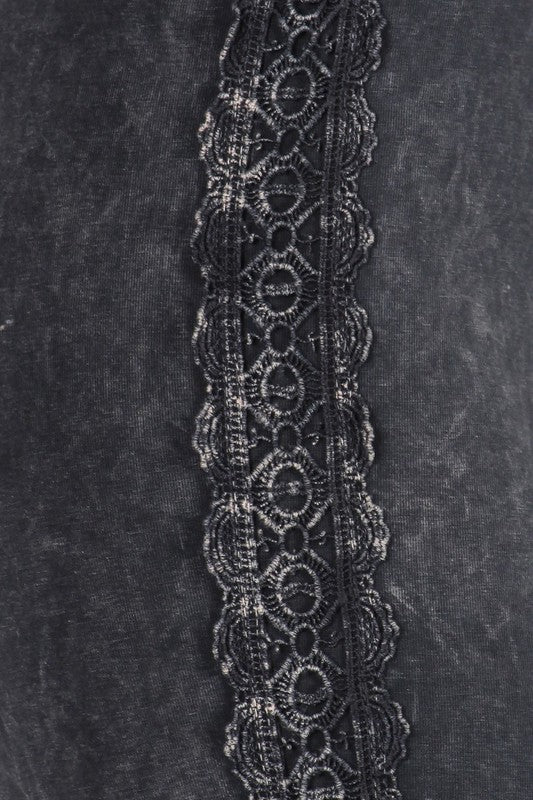 Side Crochet Lace Long & Lean Flare Bottom Jeggings Made in USA