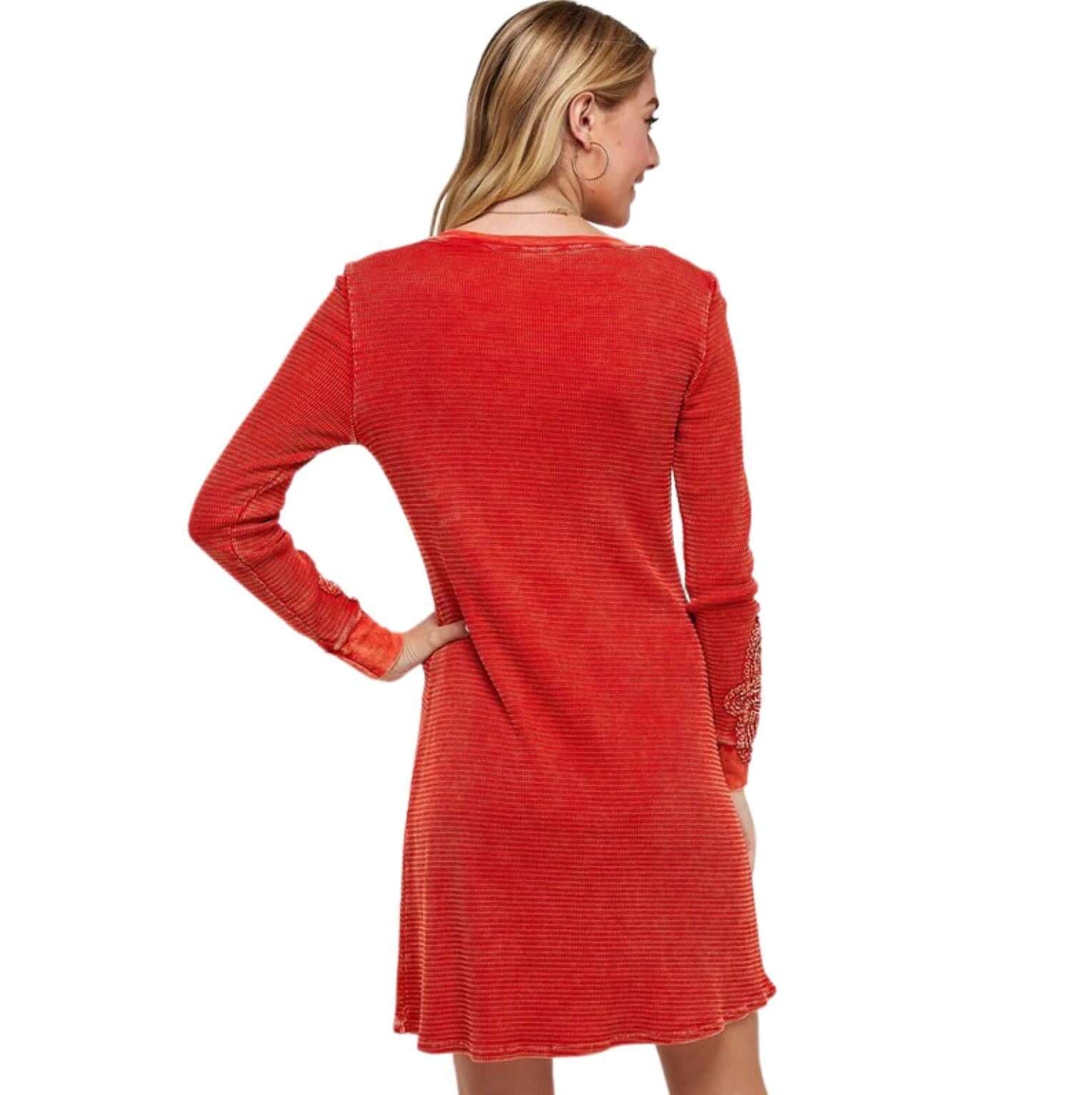 Crochet Cuff Textured Dress