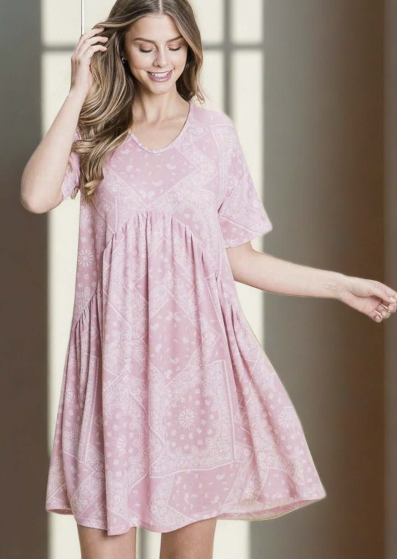 Bandana Print Pink Dress Made in USA