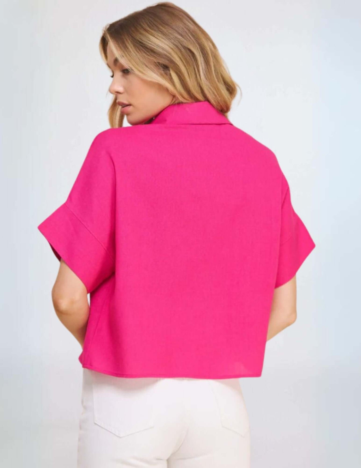 Amari Linen Blend Button Down Top