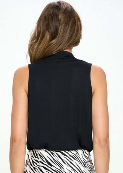 Day Into Night Black Cowl Neck Sleeveless Blouse
