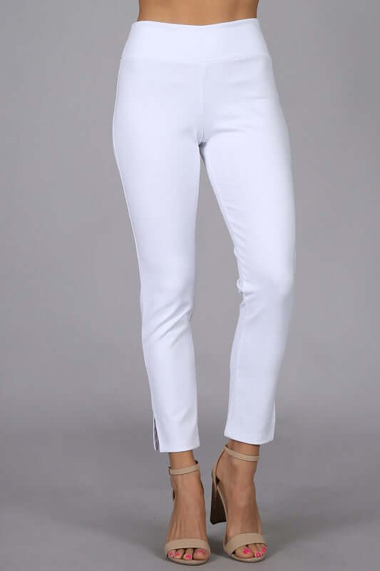 Cropped Stretch Pants with Side Slit Made in USA
