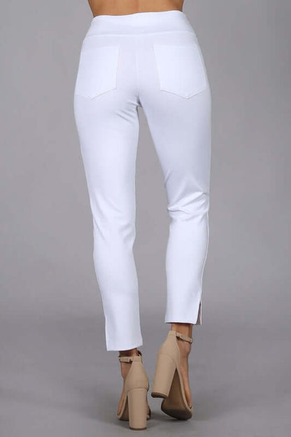 Cropped Stretch Pants with Side Slit Made in USA