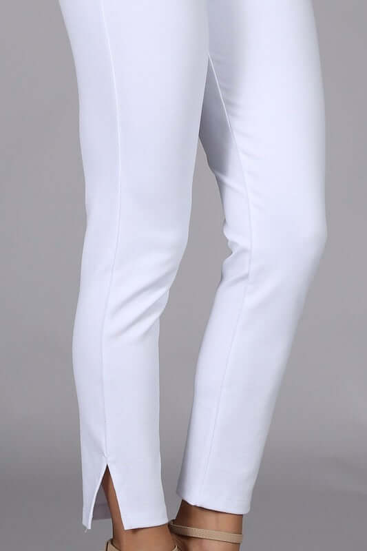 Cropped Stretch Pants with Side Slit Made in USA