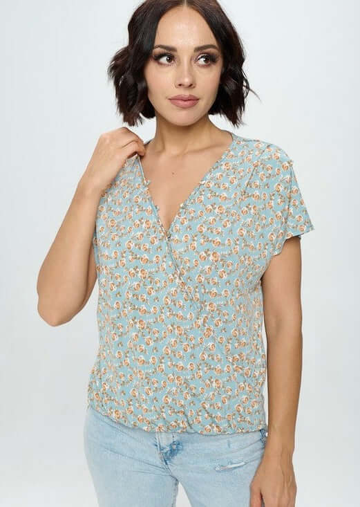 Feminine Surplice Wrap Top Made in USA