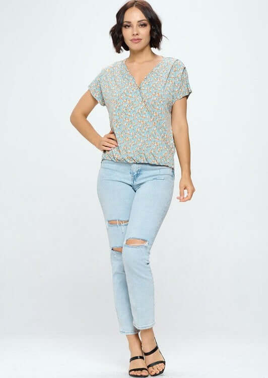 Feminine Surplice Wrap Top Made in USA