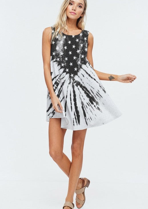 Monochrome Ladies Stars & Stipes Patriotic Tunic Dress Made in USA