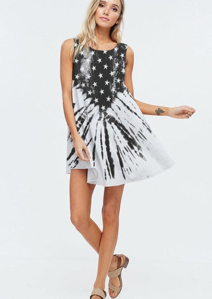 Monochrome Ladies Stars & Stipes Patriotic Tunic Dress Made in USA