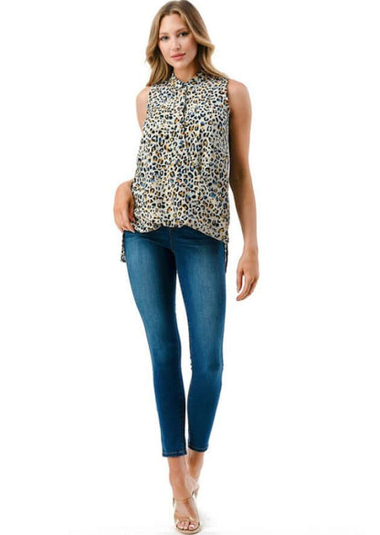 Textured Animal Print Surplice Top