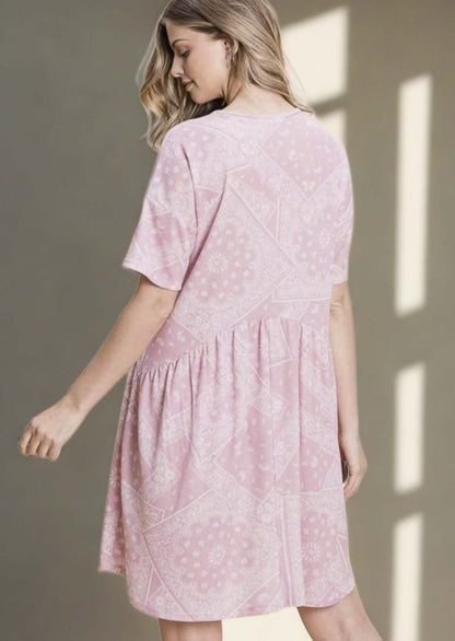 Bandana Print Pink Dress Made in USA