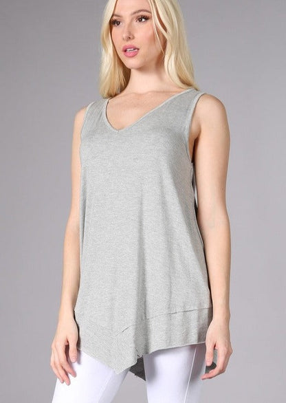 Flattering Sleeveless Tunic Heather Grey Made in USA