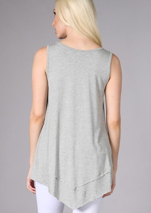 Flattering Sleeveless Tunic Heather Grey Made in USA
