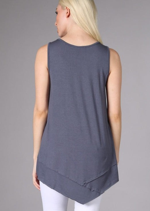 Flattering Sleeveless Tunic Slate Grey Made in USA