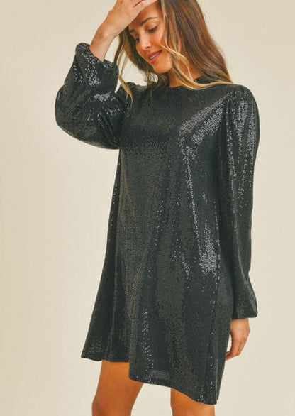 Glam Puff Sleeve Mini Dress Made in USA