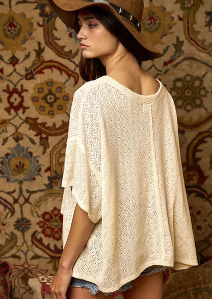 Loose Knit Design Accent Top Made in USA