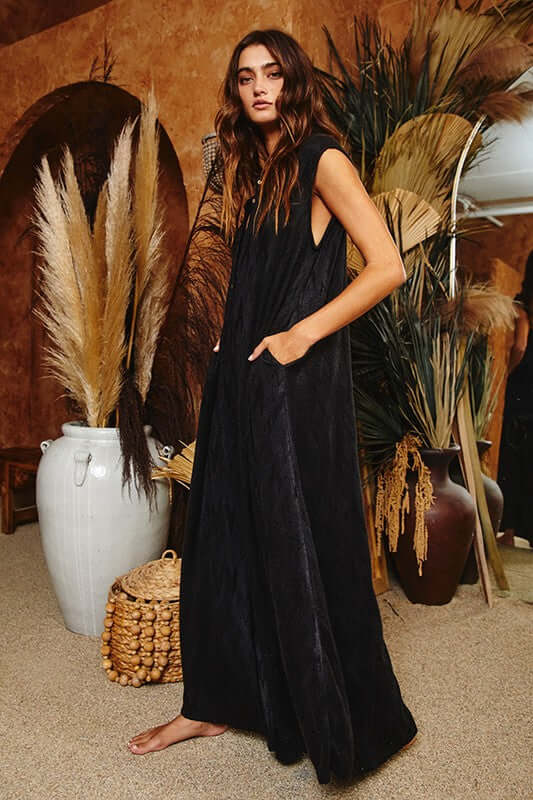 Chevron Textured Brushed Knit Jumpsuit