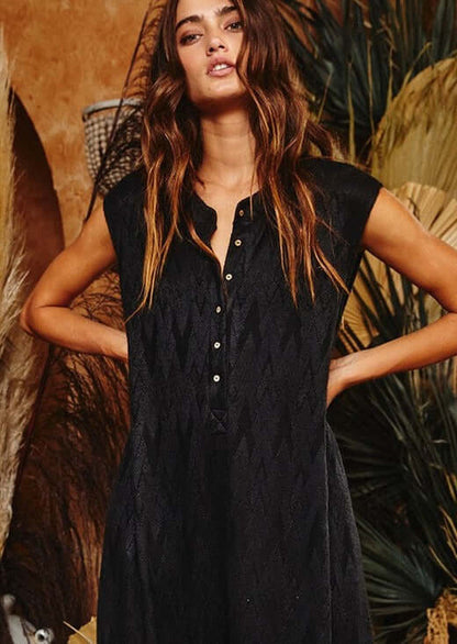 Chevron Textured Brushed Knit Jumpsuit